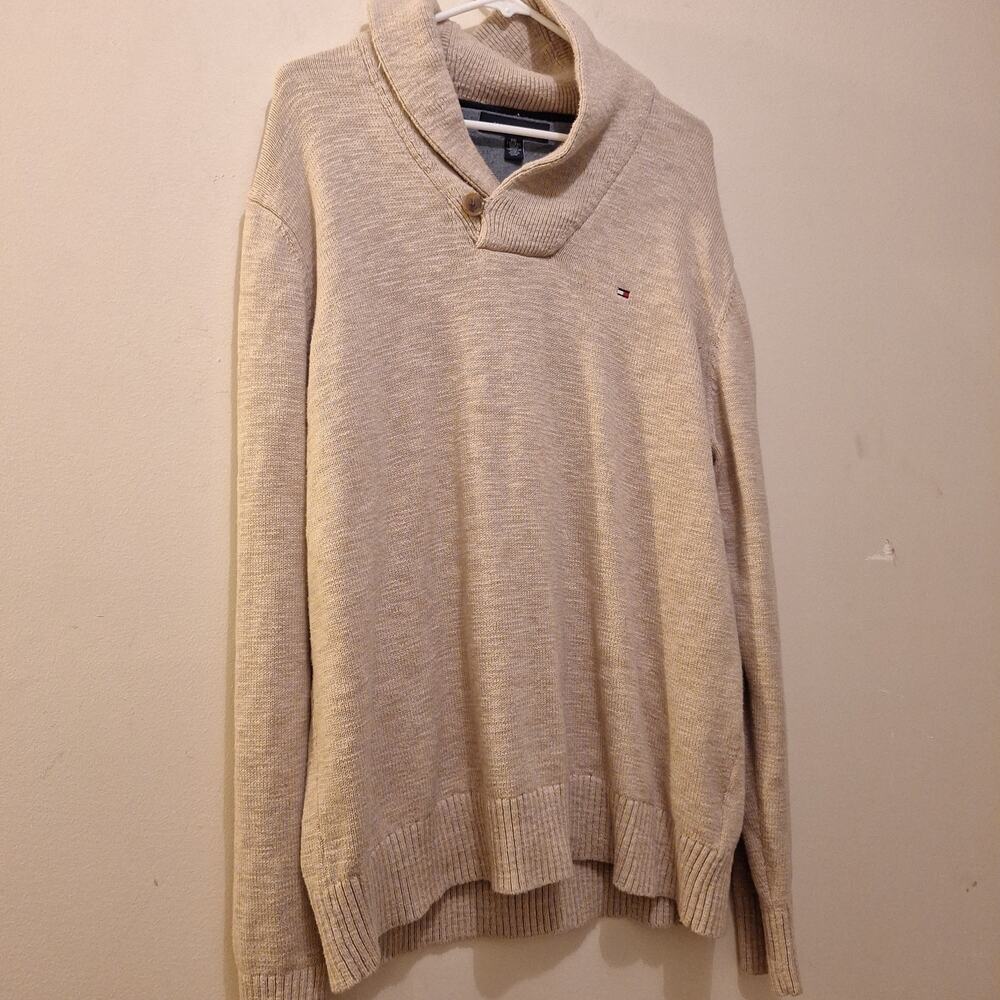 TOMMY HILFIGER High Neck cotton Tan Pullover Sweater Men Size XXL